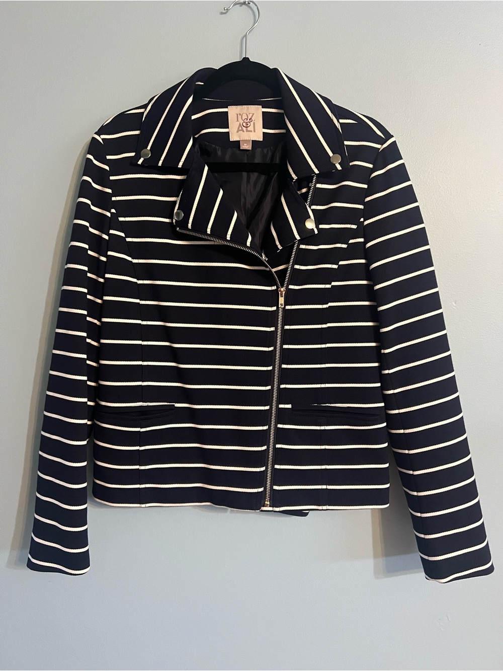 Roz & Ali Moto Jacket Navy White Sz M